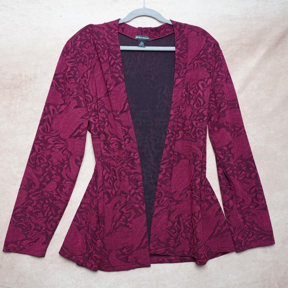 Made in Heaven Open Front Cardigan 2X Burgundy Vintage 90s 80s